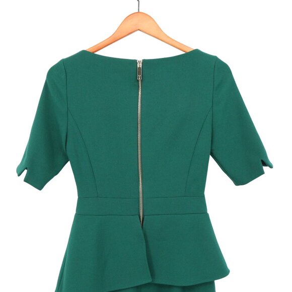 NWT Ted Baker Romolaa Peplum Shift Dress Short Sleeve Dark Green 1 US 4 - Picture 8 of 9